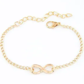 Infinity Symbol Chain Bracelet in Silver or Gold