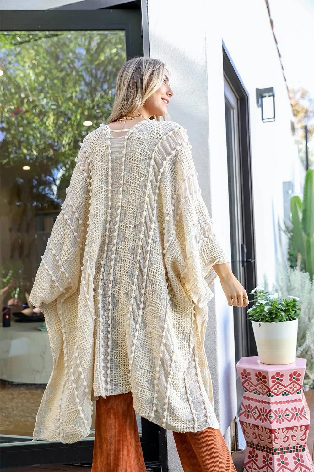 Kimono - Embroidered Zig Zag - Cream